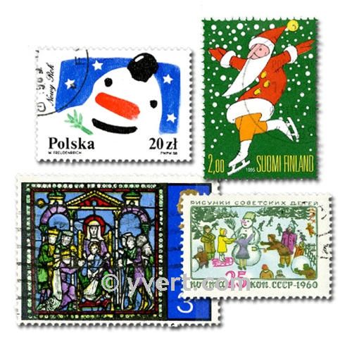 CHRISTMAS: envelope of 100 stamps