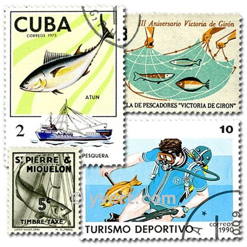 FISHING: envelope of 50 stamps