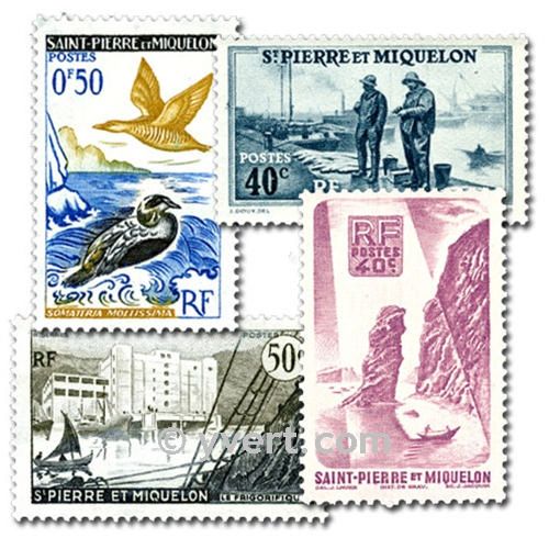 ST PIERRE AND MIQUELON: envelope of 25 stamps