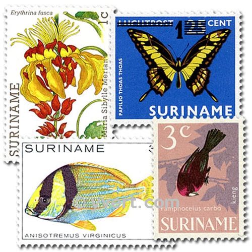 SURINAME: envelope of 50 stamps