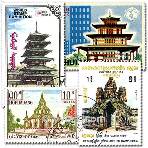 TEMPLES MOSQUES PAGODAS: envelope of 50 stamps