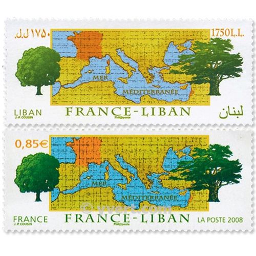 2008 - Joint issue-France-Lebanon-(mounts)