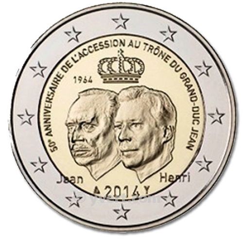 2 EURO COMMEMORATIVE 2014 : LUXEMBOURG (50e anniversaire de l´accession au trône du Grand-Duc Jean)