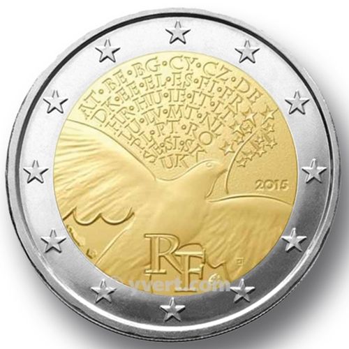 2 COMMEMORATIVE COIN 2015 : FRANCE (70 peace years)