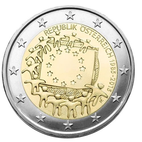 2 EURO COMMEMORATIVE 2015 : AUTRICHE (30E ANNIVERSAIRE DU DRAPEAU EUROPEEN)