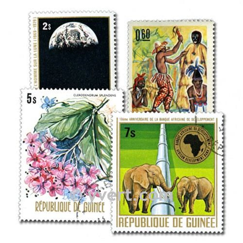 GUINEA: envelope of 100 stamps